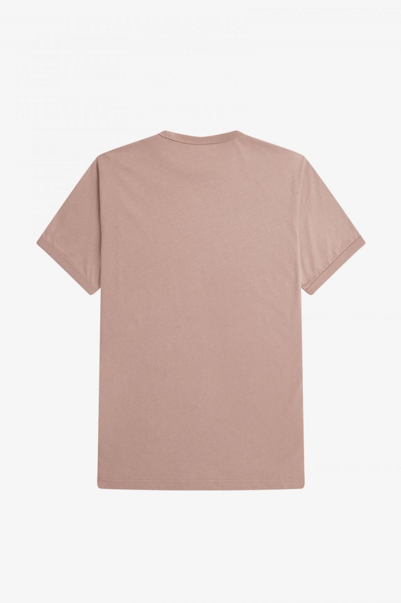 Fred Perry Ringer Men's T-Shirt Dark Pink | XSRBH4380