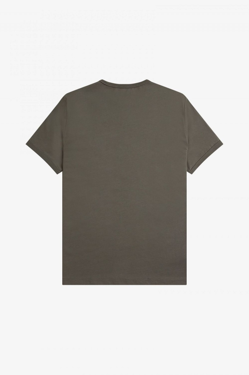 Fred Perry Ringer Men's T-Shirt Field Green | IHMKB0123