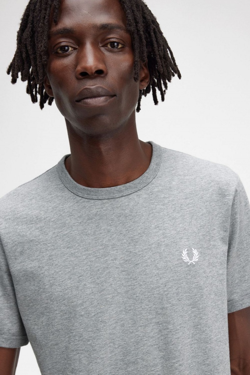 Fred Perry Ringer Men's T-Shirt Grey | IJNLC4859