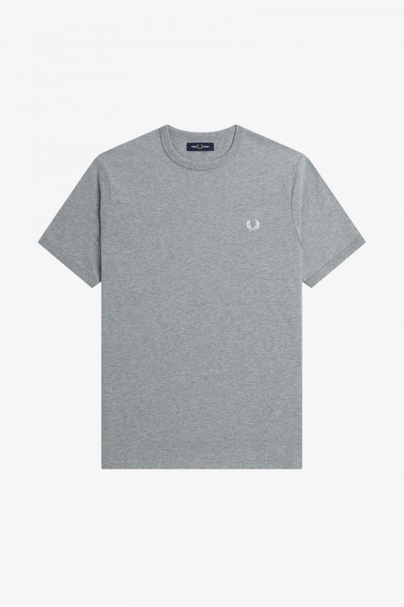 Fred Perry Ringer Men's T-Shirt Grey | IJNLC4859