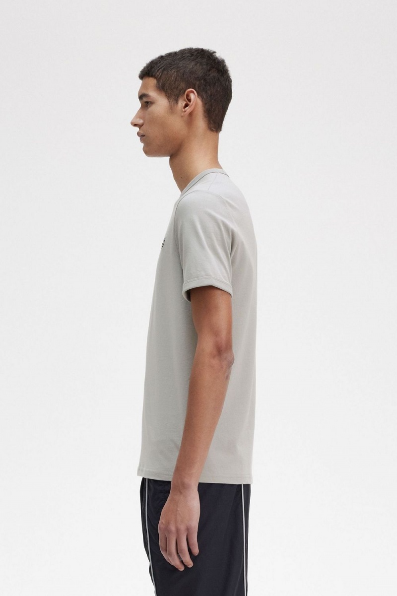 Fred Perry Ringer Men's T-Shirt Grey | KBJIL5329