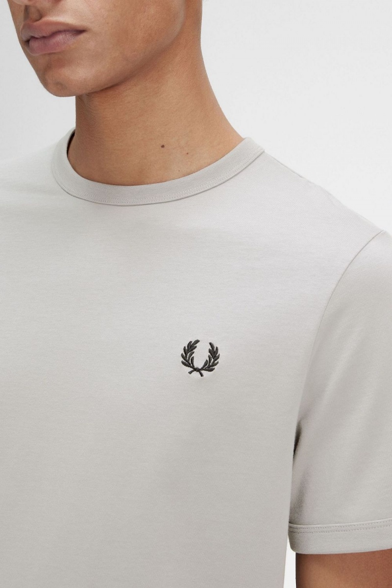 Fred Perry Ringer Men's T-Shirt Grey | KBJIL5329