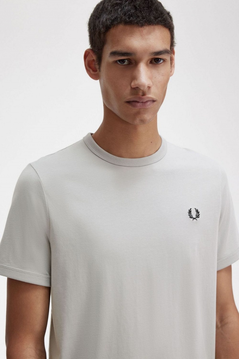 Fred Perry Ringer Men's T-Shirt Grey | KBJIL5329