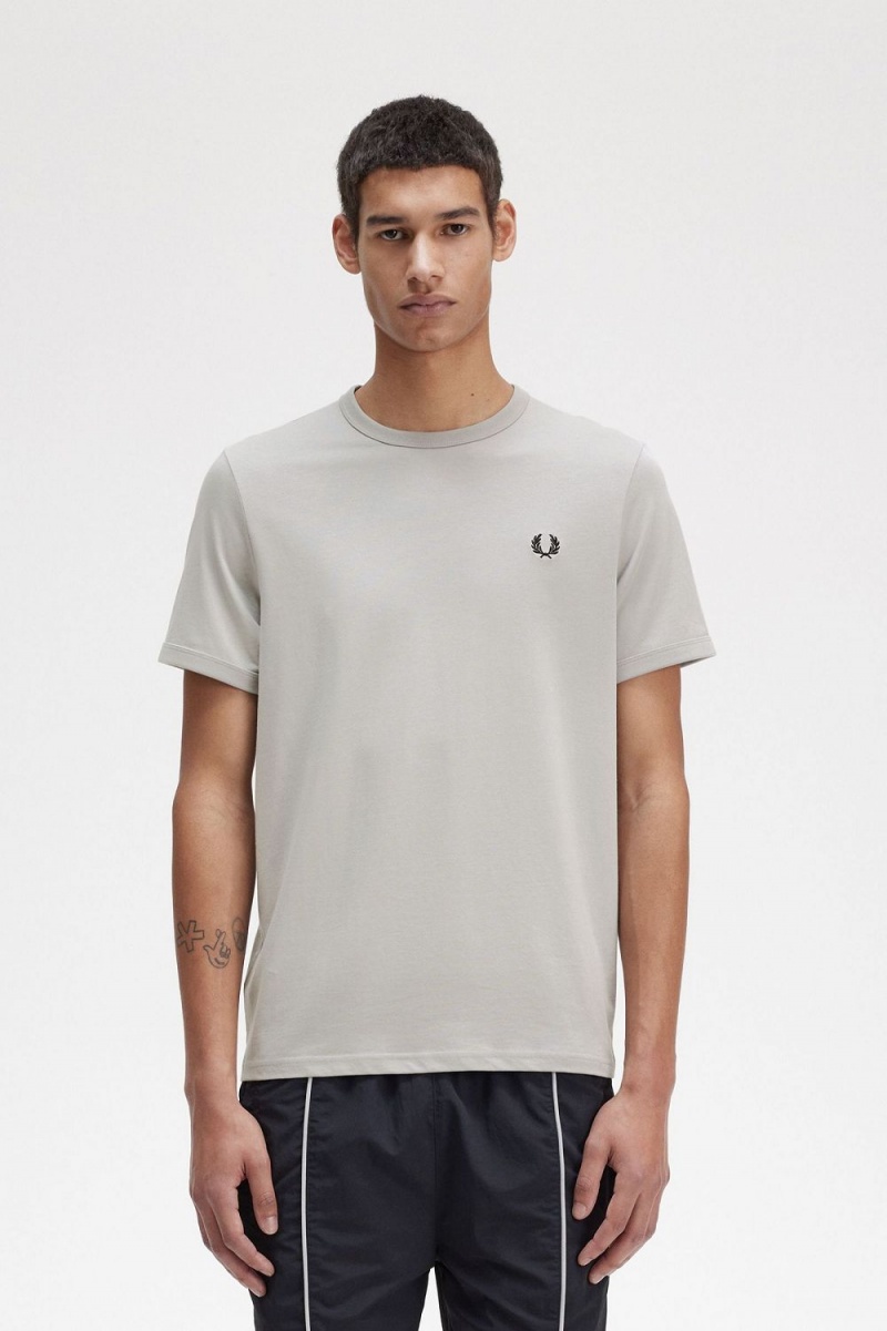 Fred Perry Ringer Men\'s T-Shirt Grey | KBJIL5329