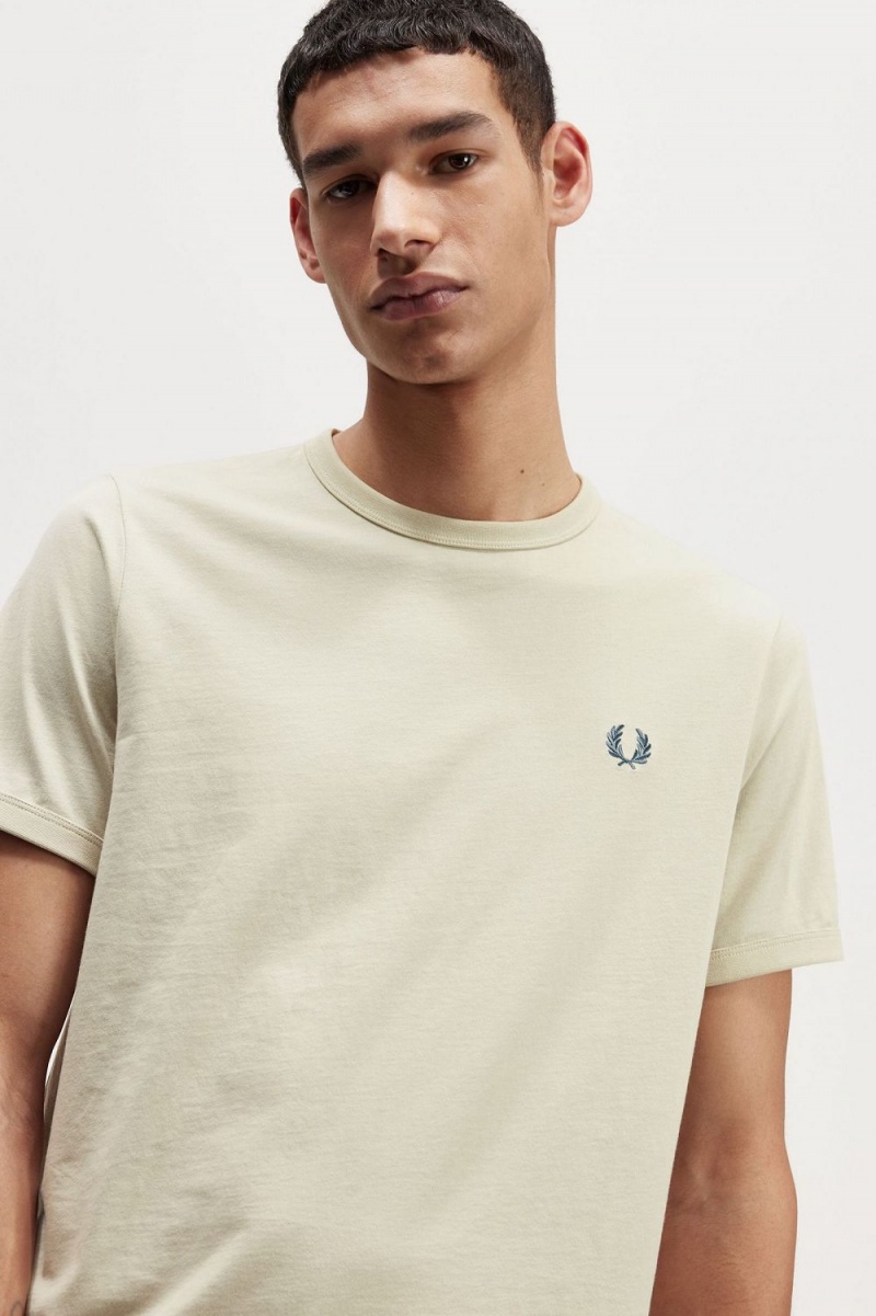 Fred Perry Ringer Men's T-Shirt Light Mint | WIOCS1530