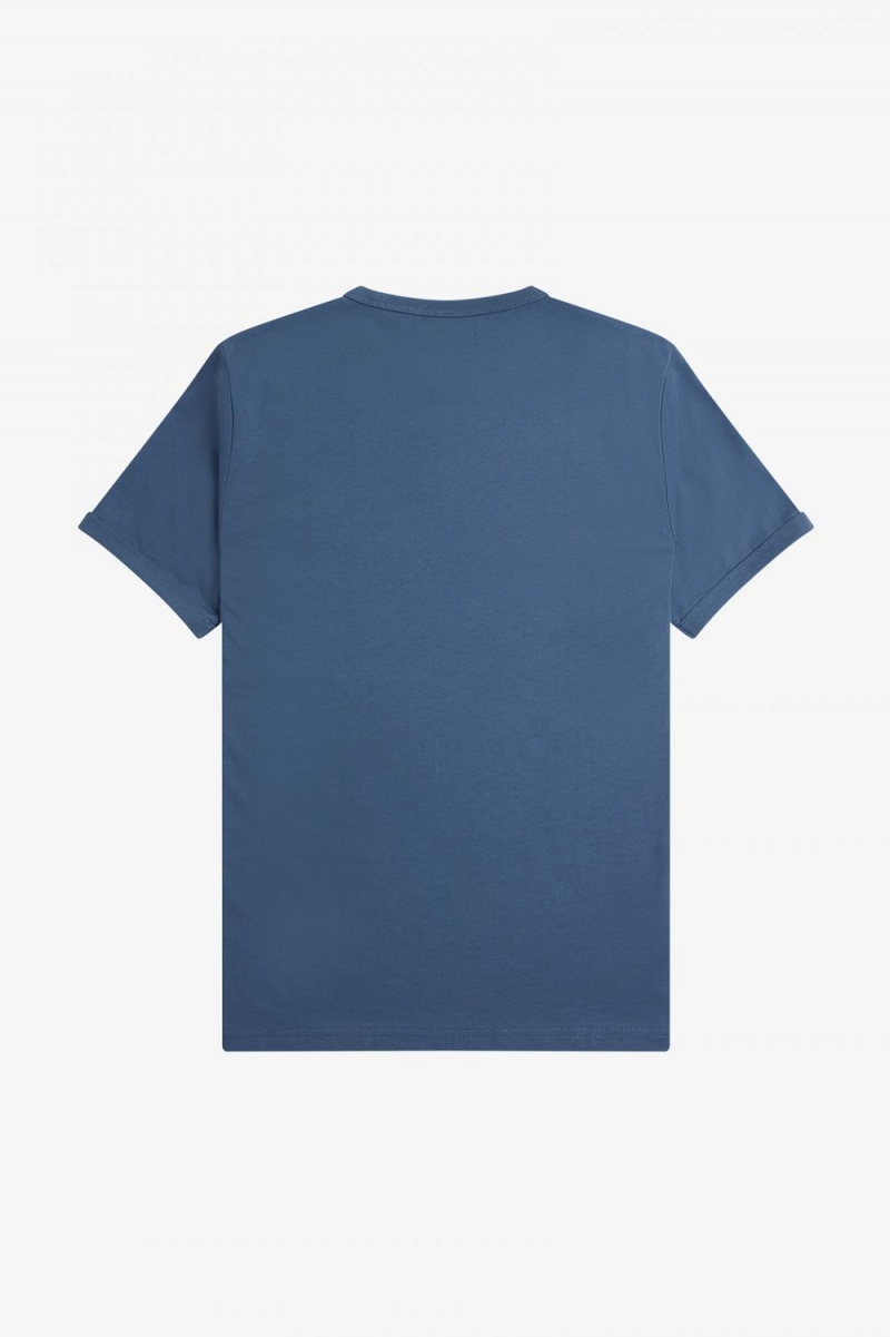 Fred Perry Ringer Men's T-Shirt Midnight Blue | DRSGZ4152