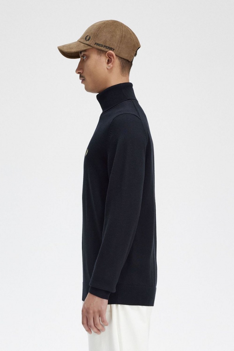 Fred Perry Roll Neck Men's Jumper Black | CQIMT0132