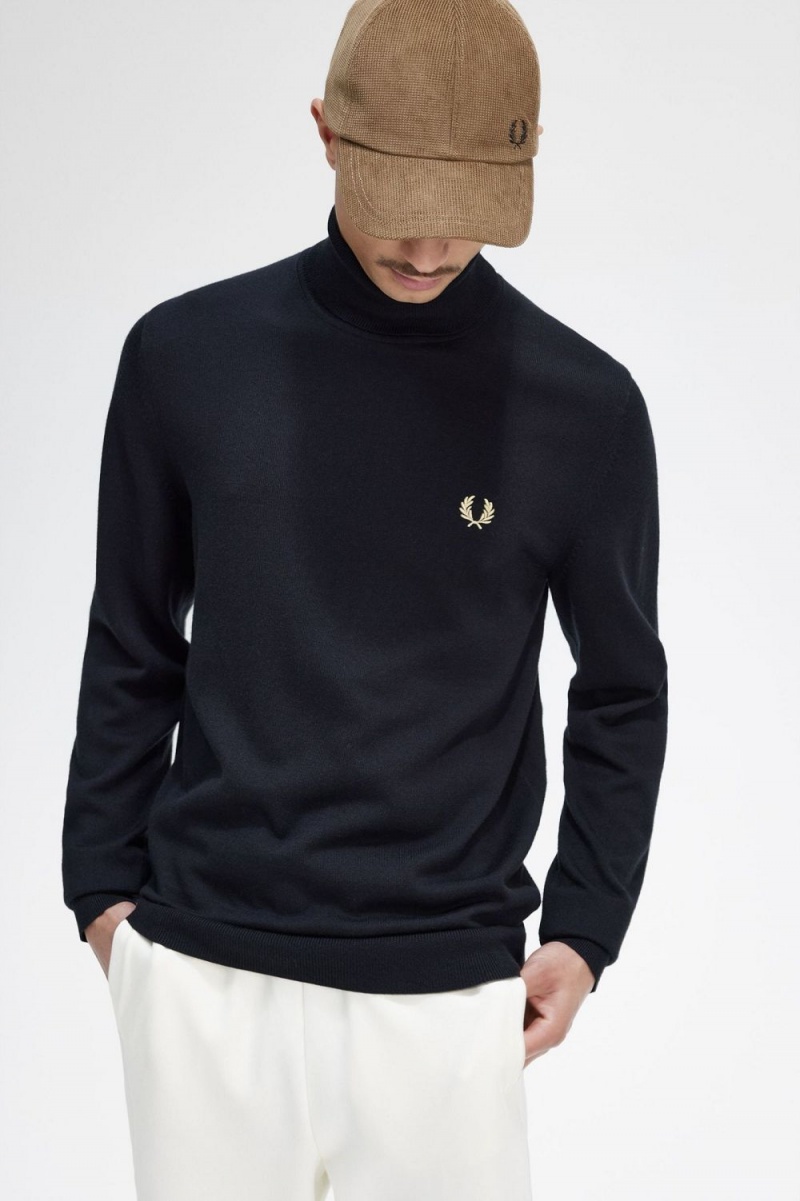 Fred Perry Roll Neck Men's Jumper Black | CQIMT0132