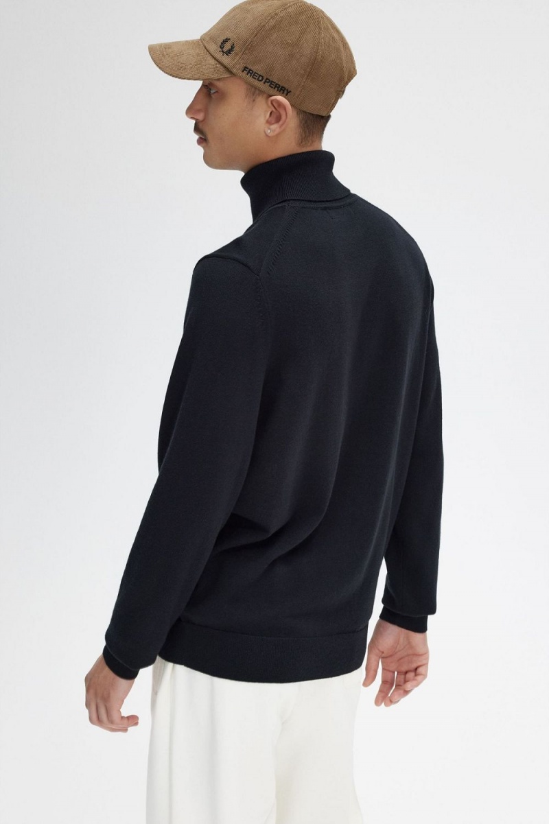 Fred Perry Roll Neck Men's Jumper Black | CQIMT0132