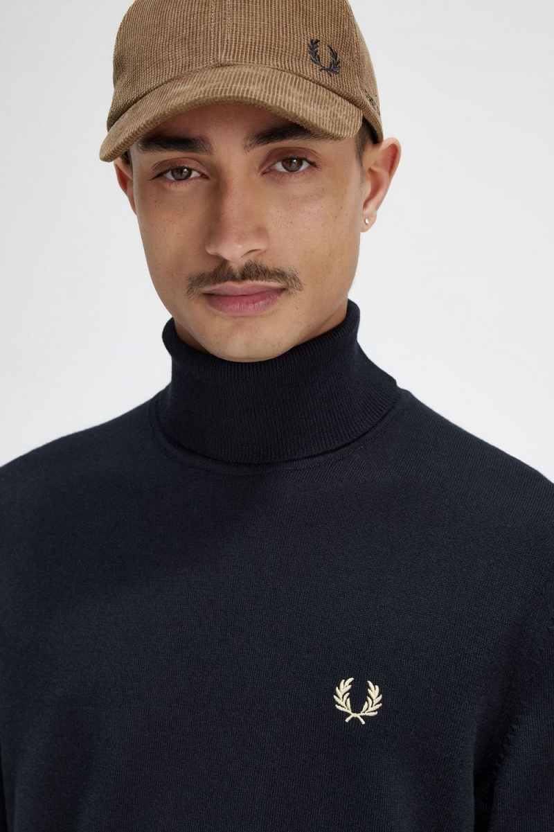 Fred Perry Roll Neck Men's Jumper Black | CQIMT0132