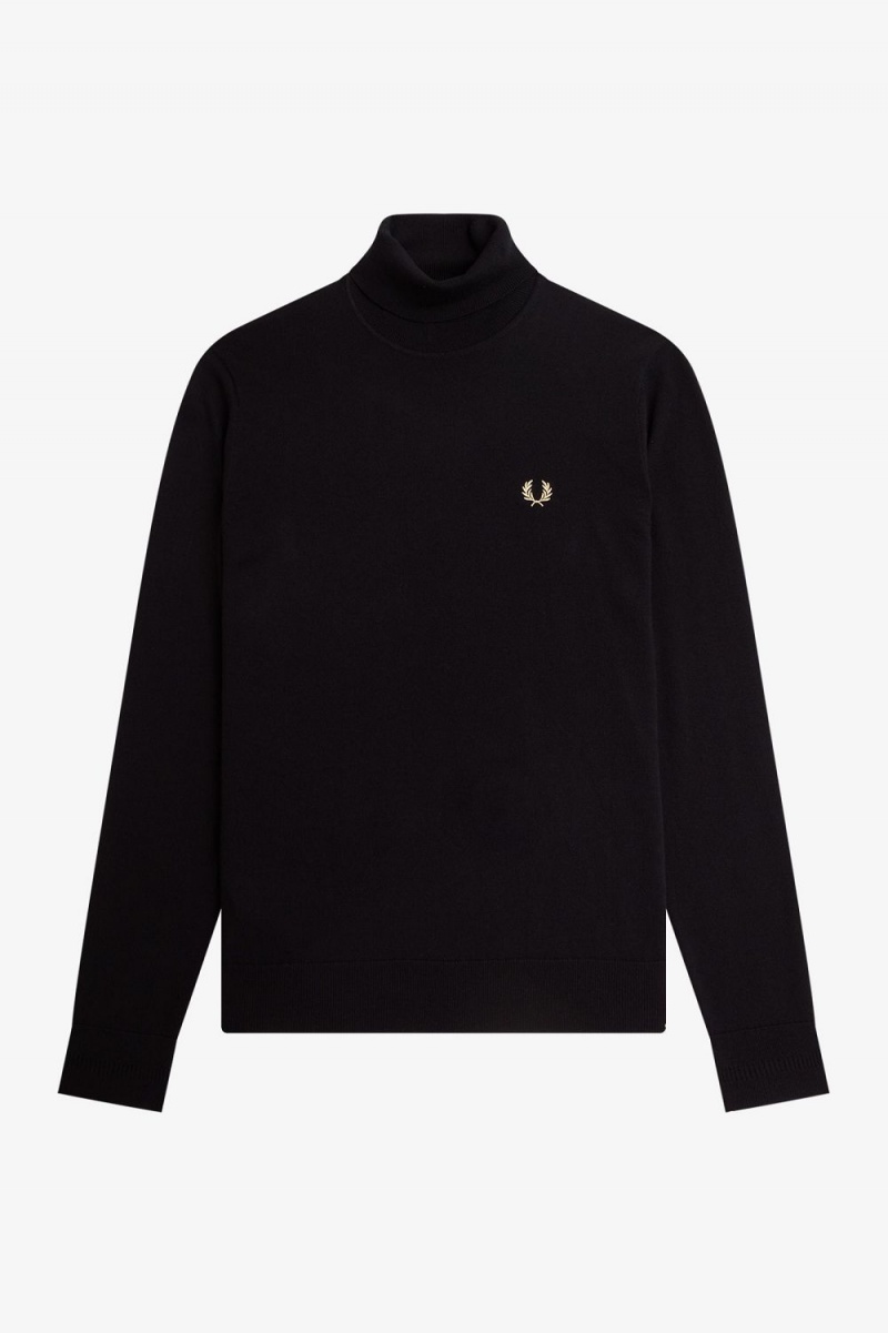 Fred Perry Roll Neck Men's Jumper Black | CQIMT0132