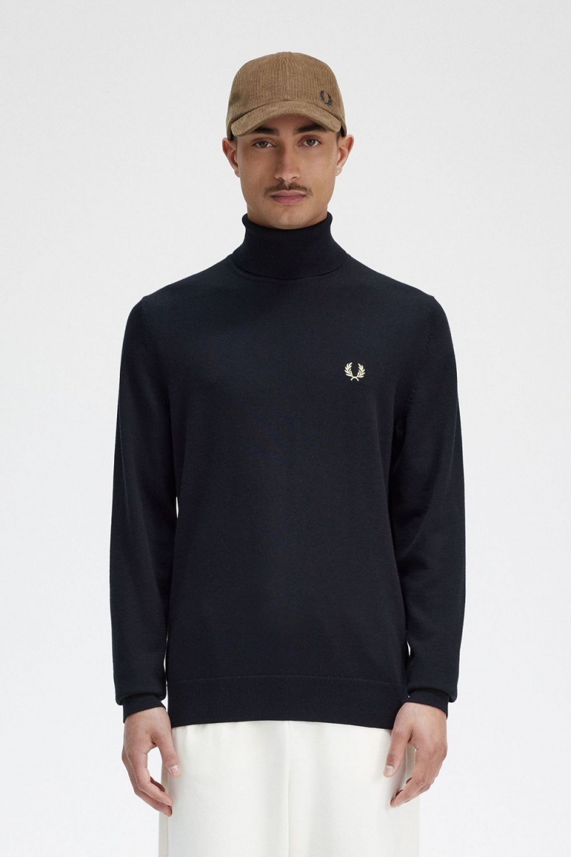 Fred Perry Roll Neck Men\'s Jumper Black | CQIMT0132