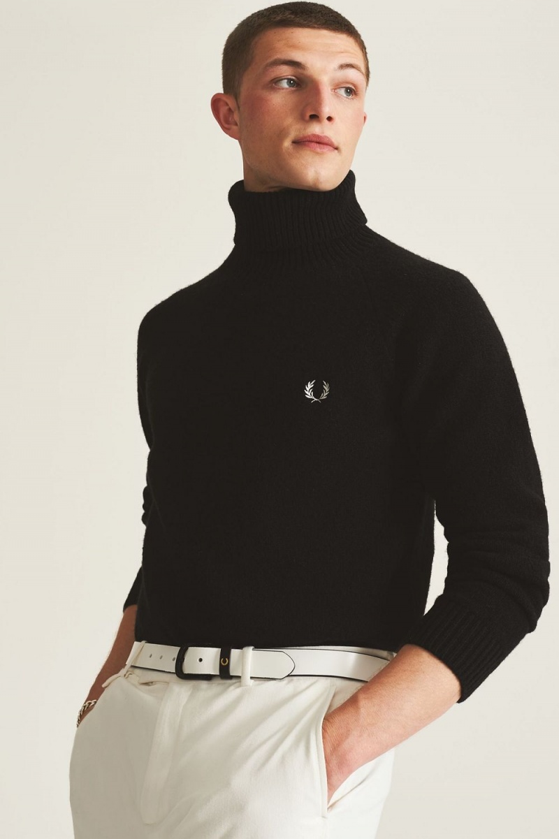 Fred Perry Roll Neck Men's Jumper Black | SDPNB7649