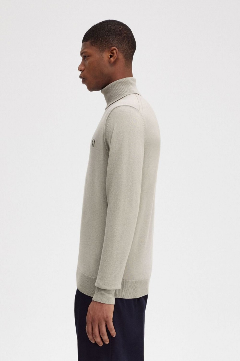 Fred Perry Roll Neck Men's Jumper Dark Oatmeal | DFXKT9058