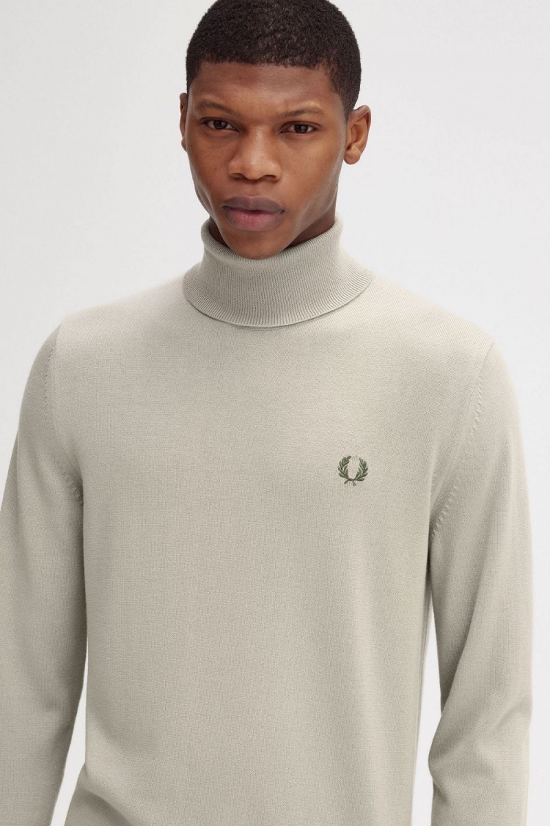 Fred Perry Roll Neck Men's Jumper Dark Oatmeal | DFXKT9058