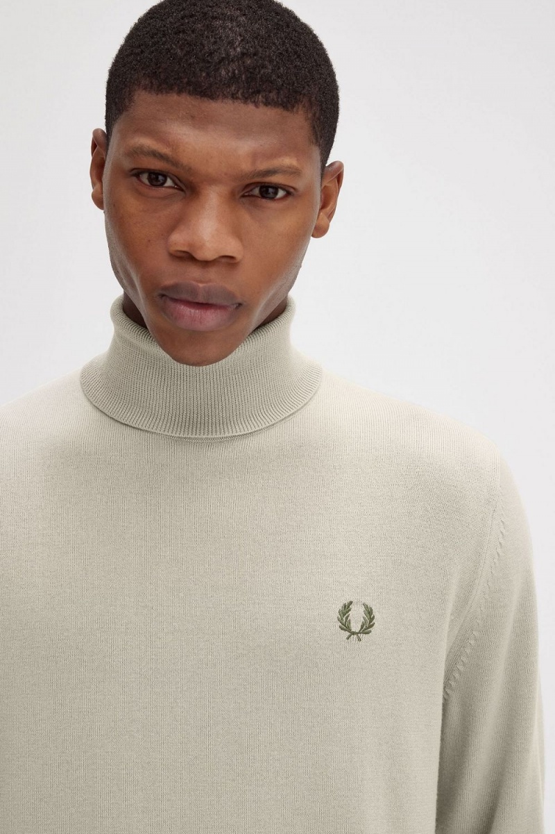 Fred Perry Roll Neck Men's Jumper Dark Oatmeal | DFXKT9058