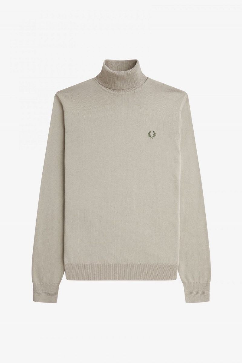 Fred Perry Roll Neck Men's Jumper Dark Oatmeal | DFXKT9058