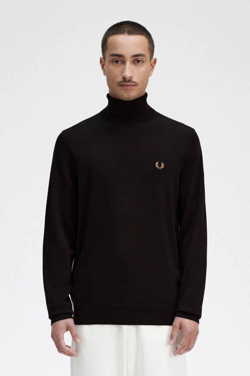 Fred Perry Roll Neck Men\'s Jumper Navy | PVTOC1962