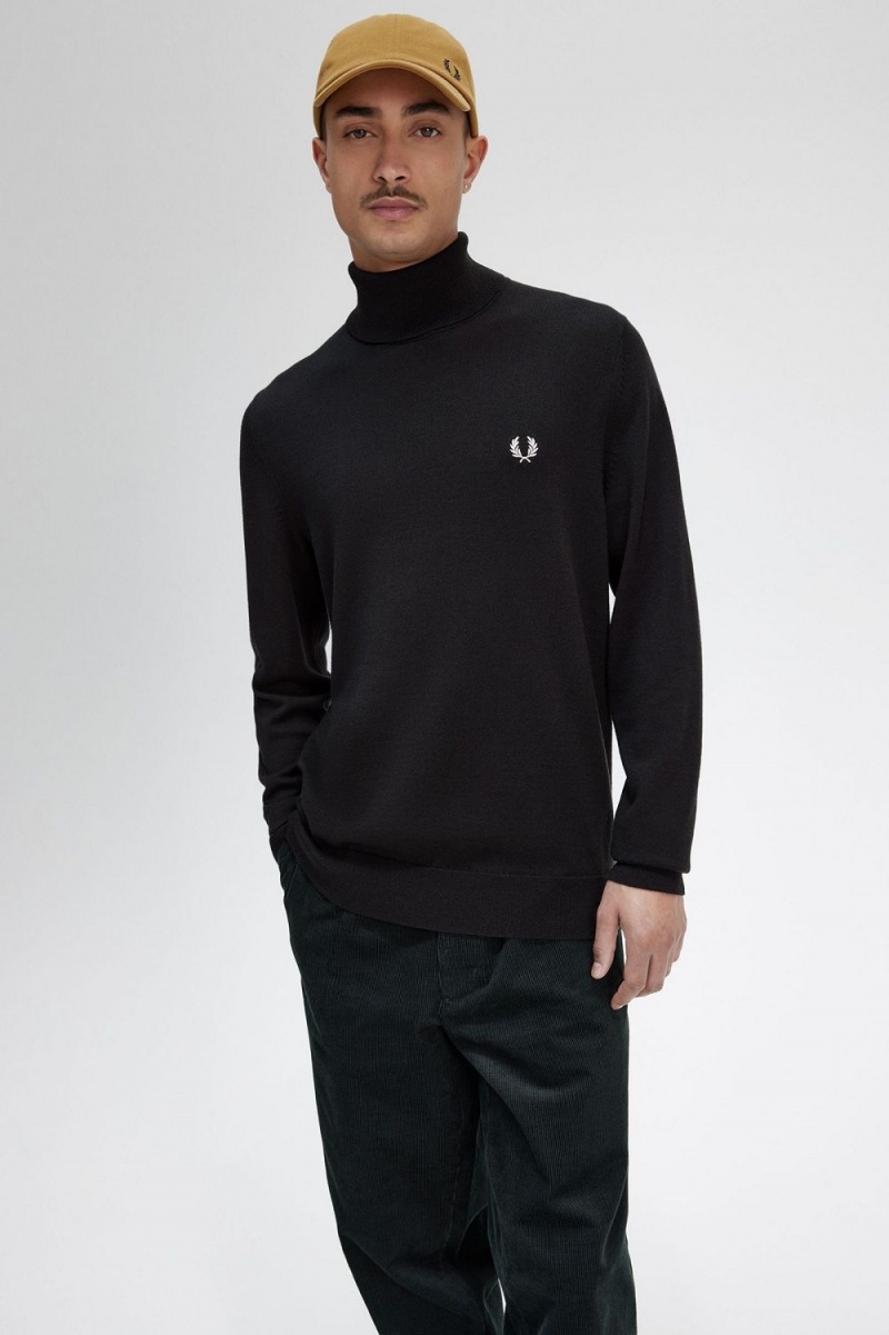 Fred Perry Roll Neck Men's Jumper Night Green | PVLUX3502