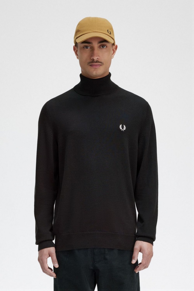 Fred Perry Roll Neck Men\'s Jumper Night Green | PVLUX3502