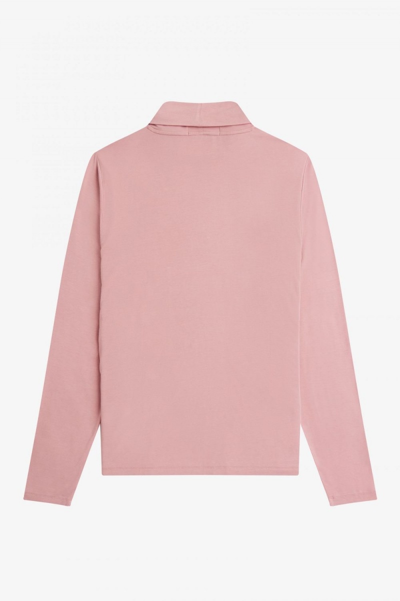 Fred Perry Roll Neck Women's T-Shirt Dusty Rose Pink | JQRPZ7684