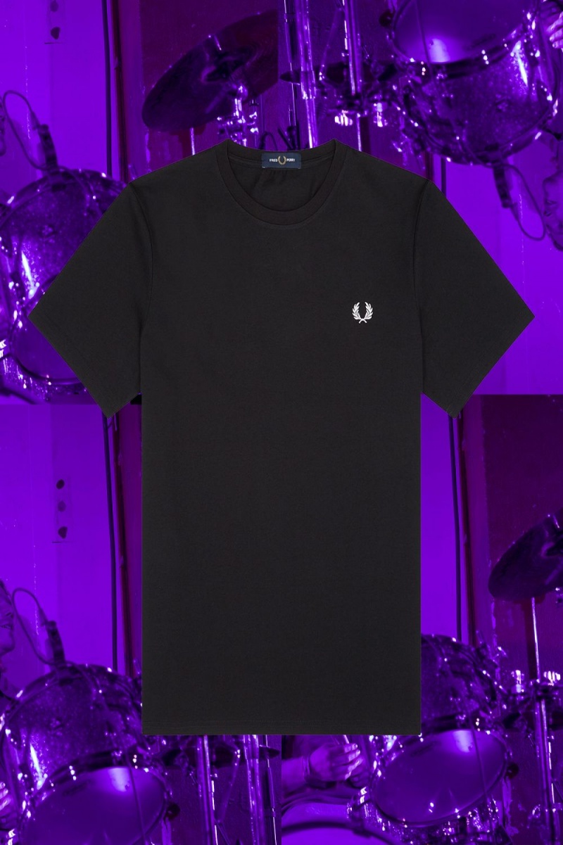 Fred Perry Seoul Ringer Men's T-Shirt Black | DVLPA9438