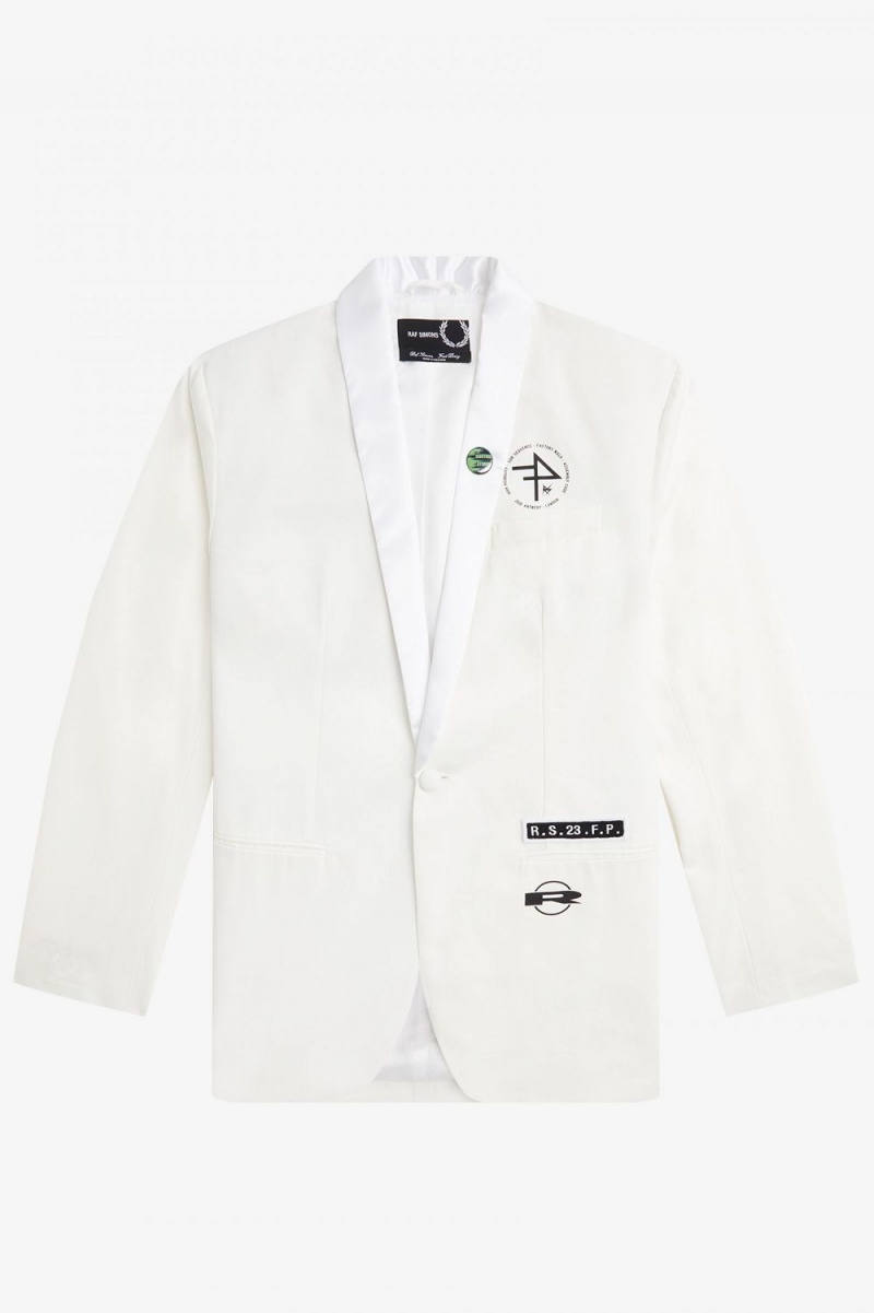 Fred Perry Shawl Collar Blazer Men's Jackets White | PNQGS1403