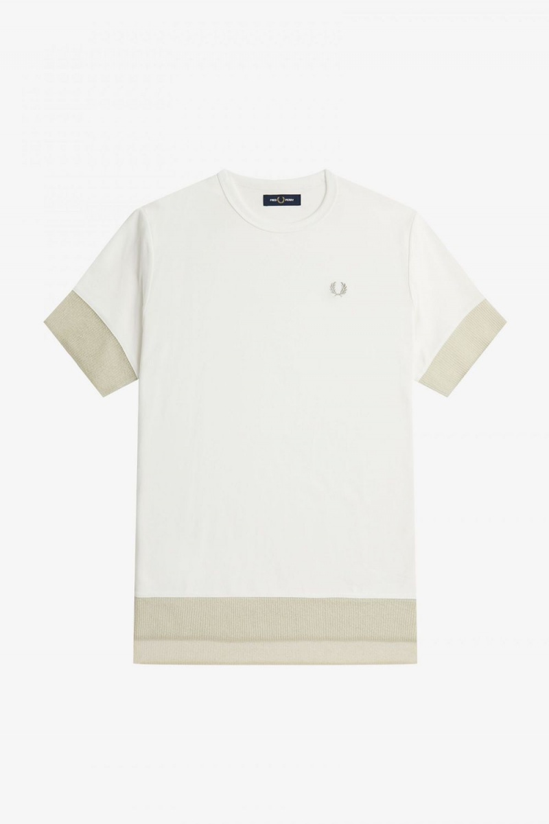 Fred Perry Sheer Trim Piqué Women's T-Shirt Snow White | IXGZW5960