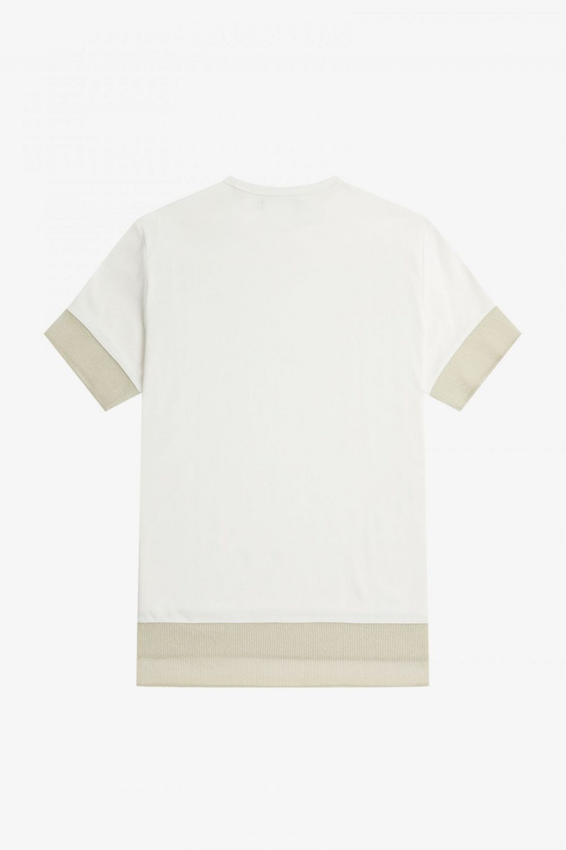 Fred Perry Sheer Trim Piqué Women's T-Shirt Snow White | IXGZW5960