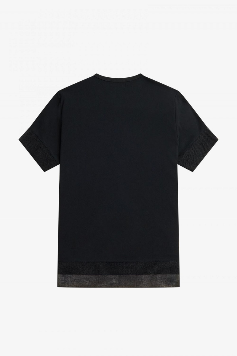 Fred Perry Sheer Trim Piqué Women's T-Shirt Black | INADH4935