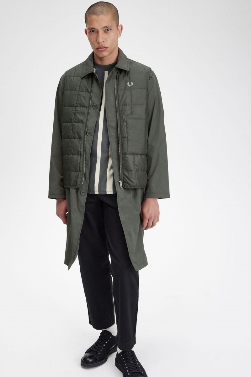 Fred Perry Shell Mac Men's Parka Field Green | HQORB8543