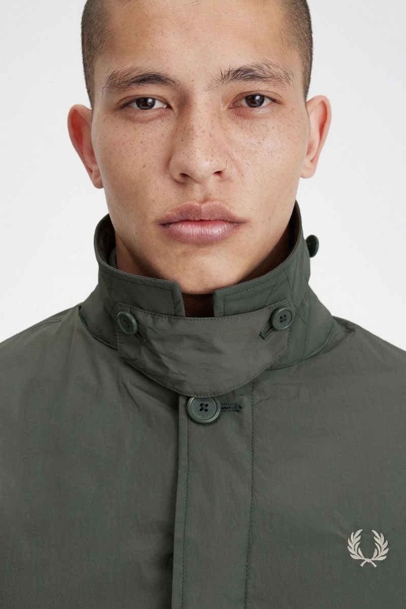 Fred Perry Shell Mac Men's Parka Field Green | HQORB8543