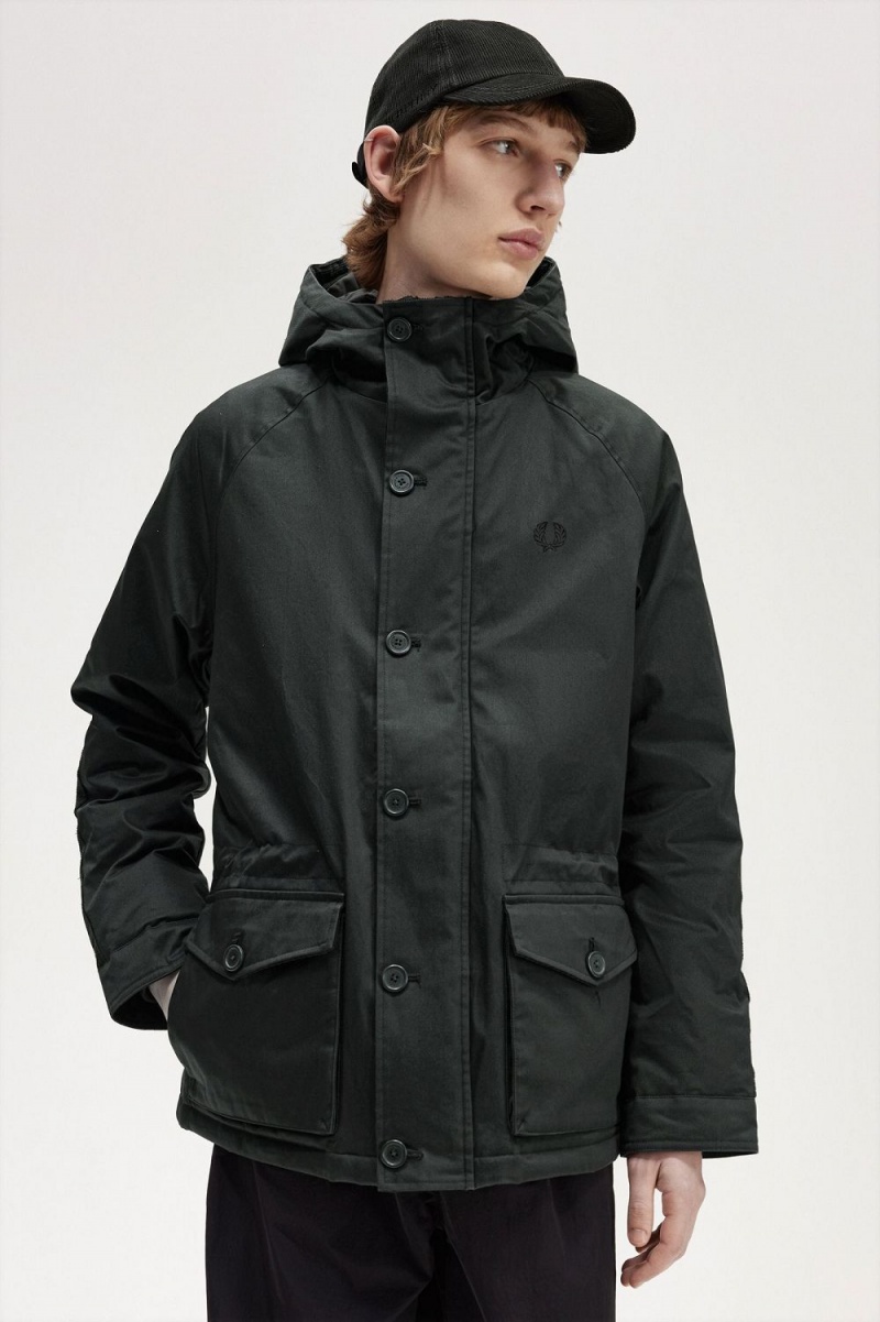 Fred Perry Short Snorkel Men's Parka Night Green | DIOUS9762