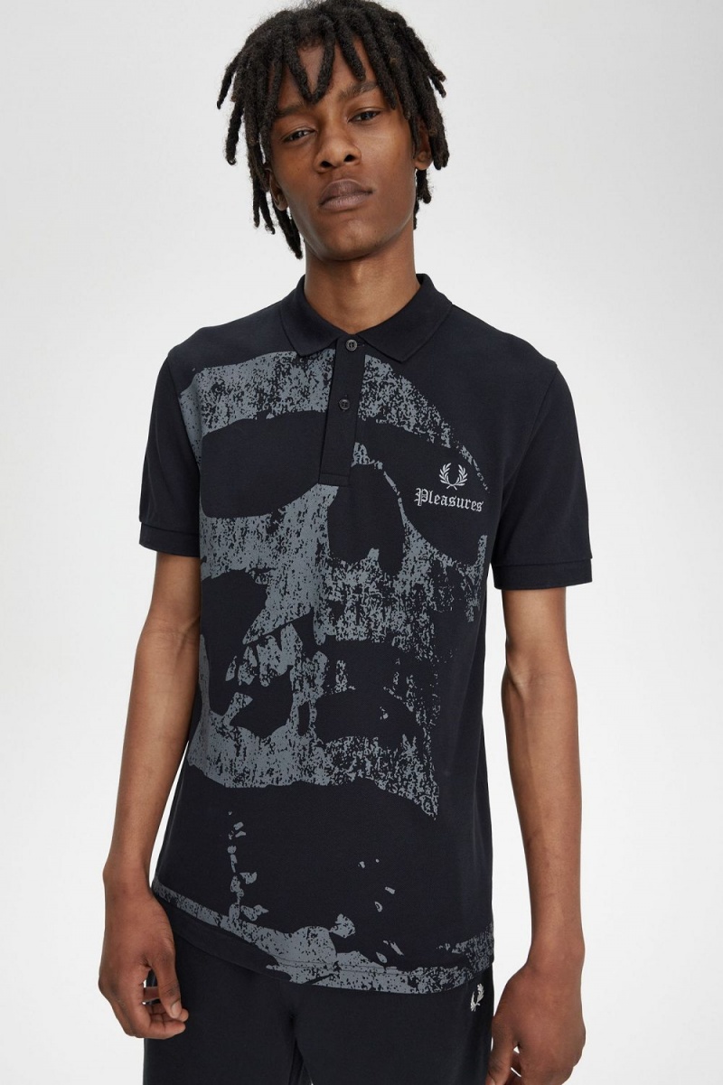 Fred Perry Skull Men's Shirt Black | UIBQP7269