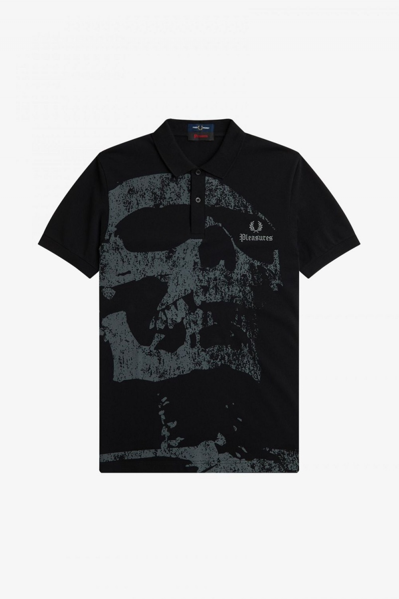 Fred Perry Skull Men's Shirt Black | UIBQP7269