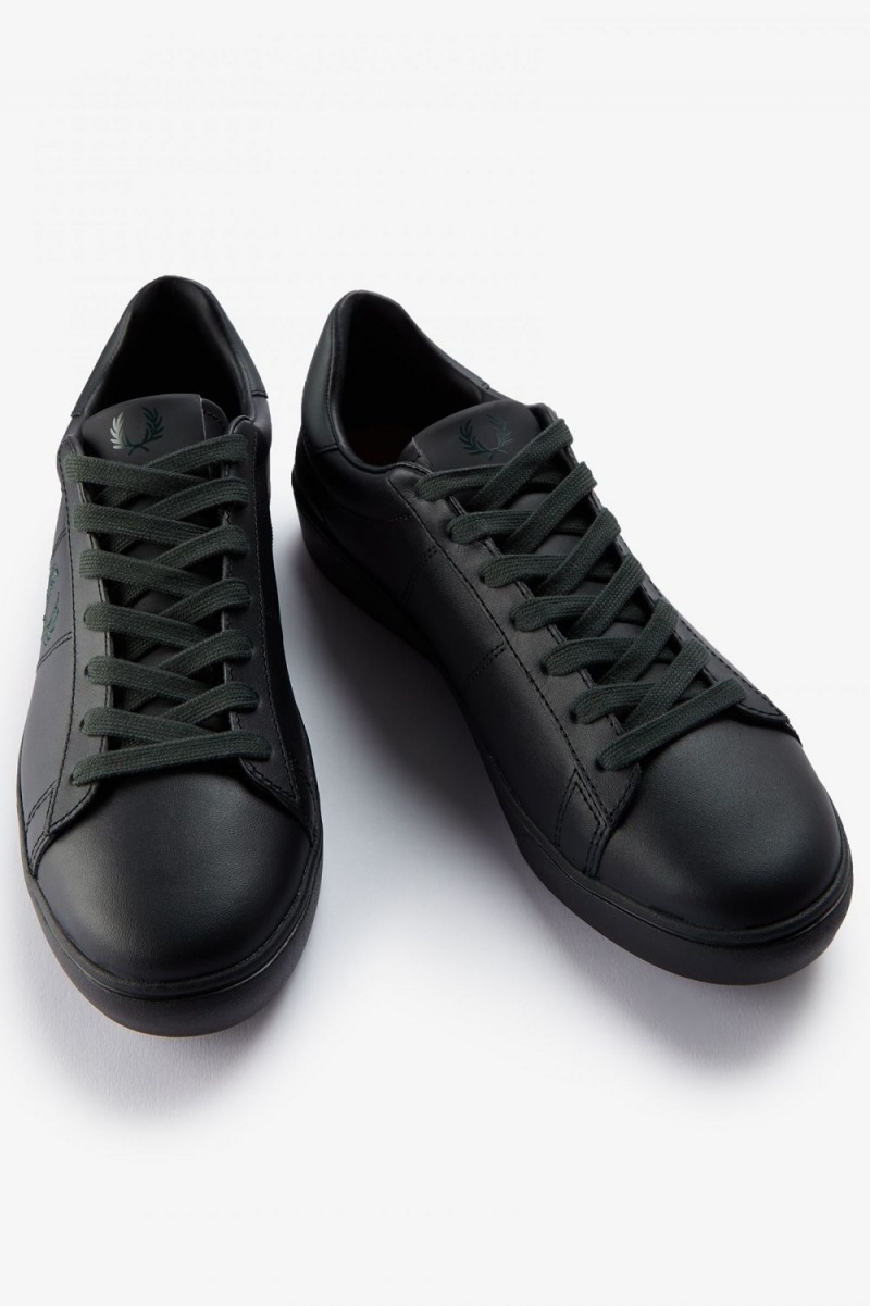 Fred Perry Spencer Men's Tennis Shoes Black Night Green | VQTPY8024