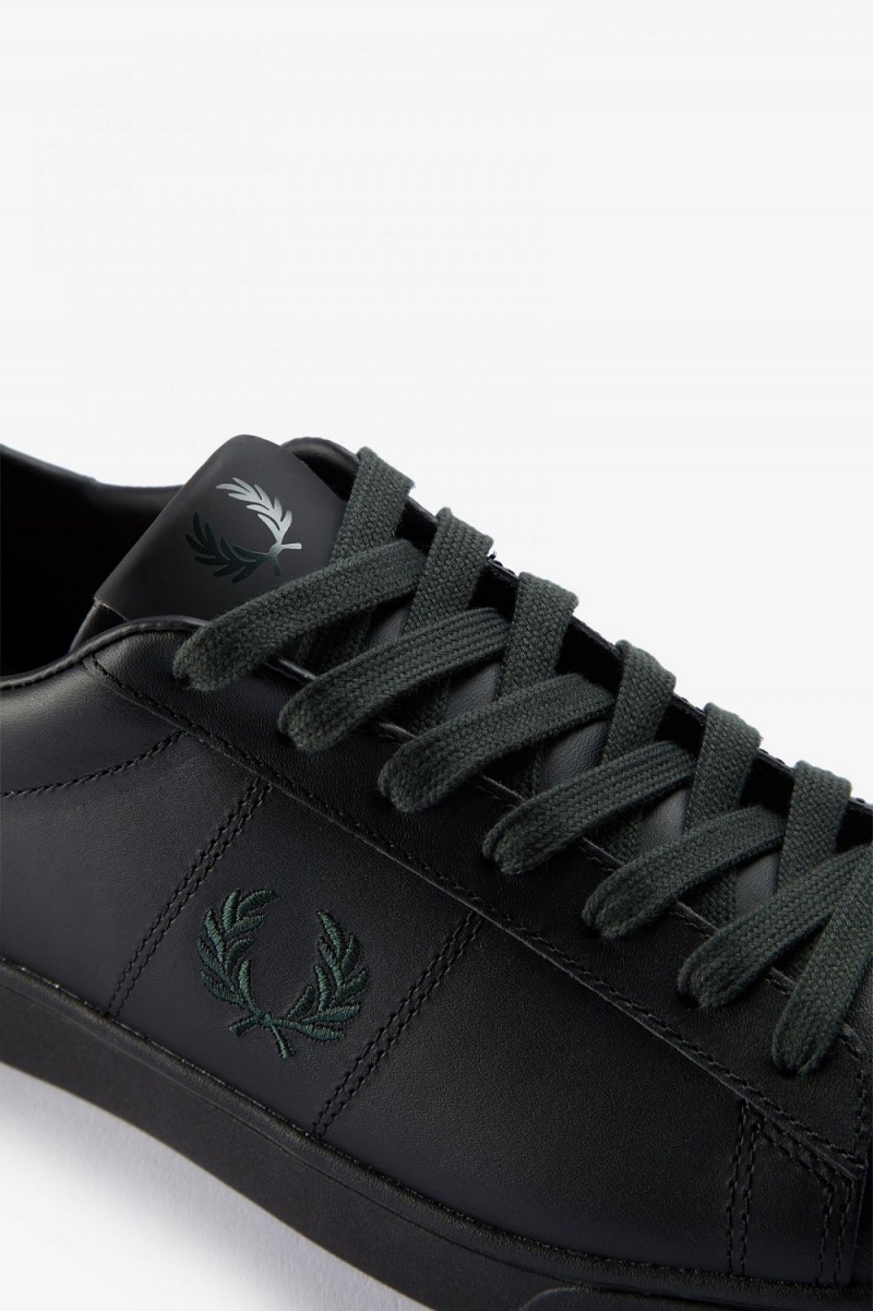 Fred Perry Spencer Men's Tennis Shoes Black Night Green | VQTPY8024