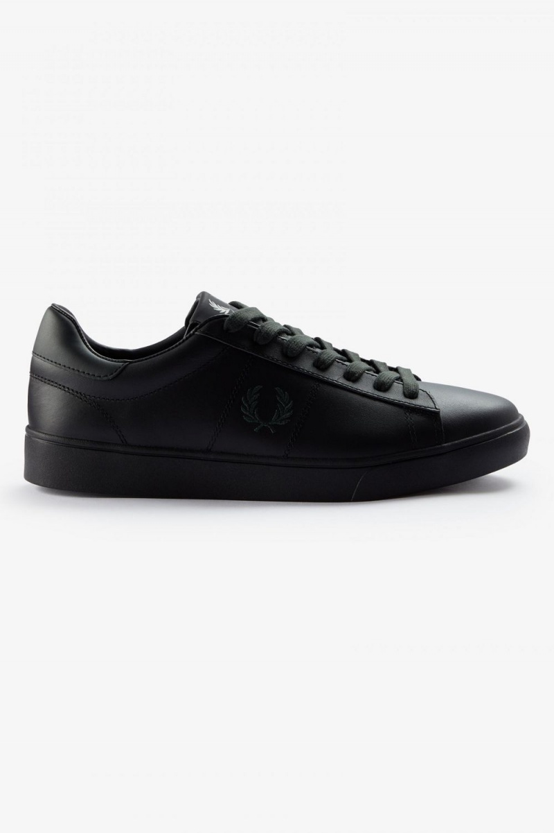 Fred Perry Spencer Men\'s Tennis Shoes Black Night Green | VQTPY8024