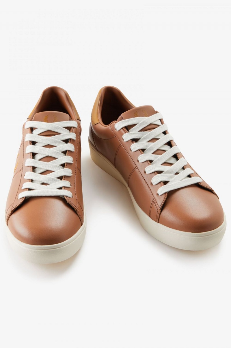 Fred Perry Spencer Men's Tennis Shoes Dark Tan Dark Coffee | HMDLV7023