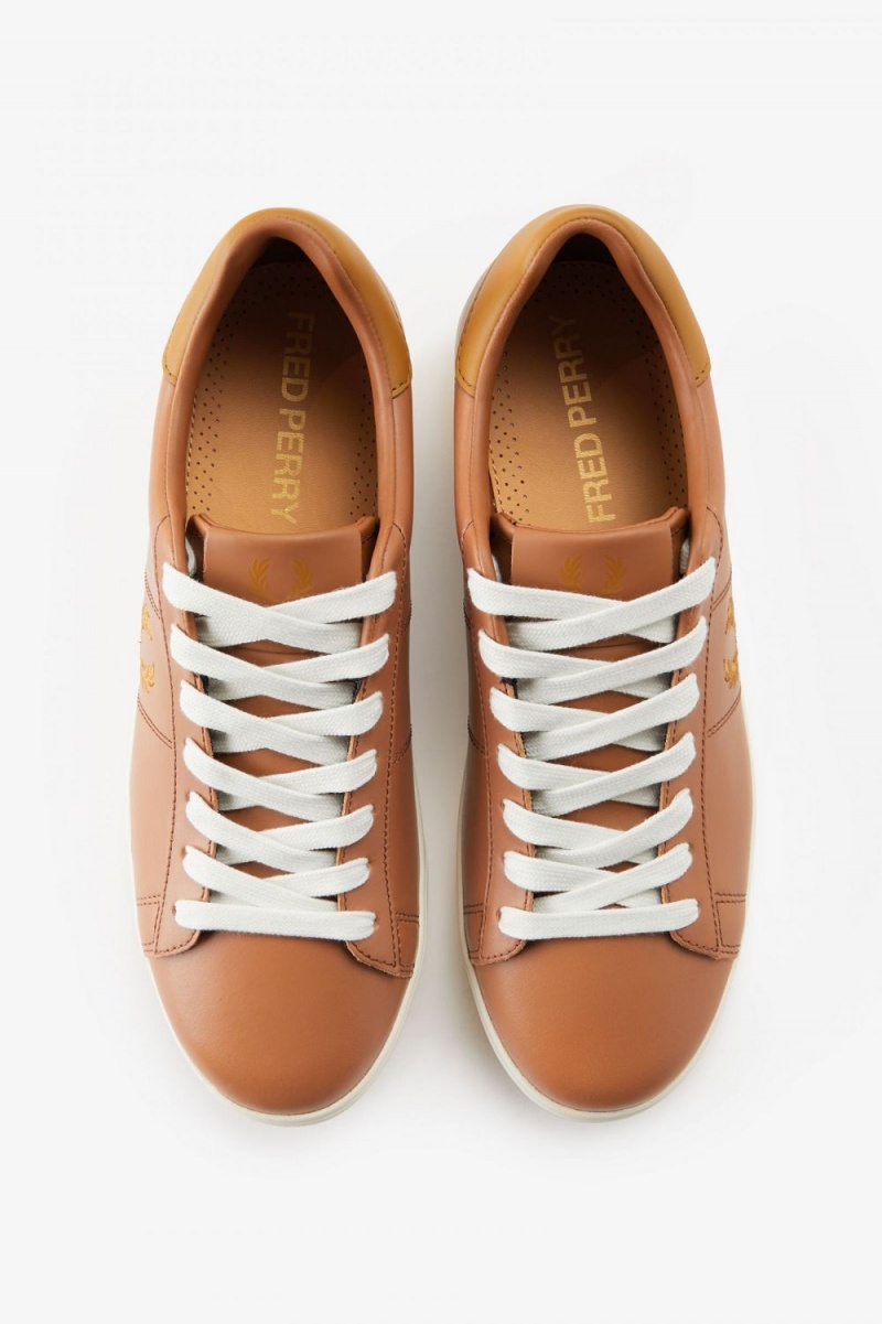 Fred Perry Spencer Women's Tennis Shoes Dark Tan Dark Coffee | ARJOQ8372