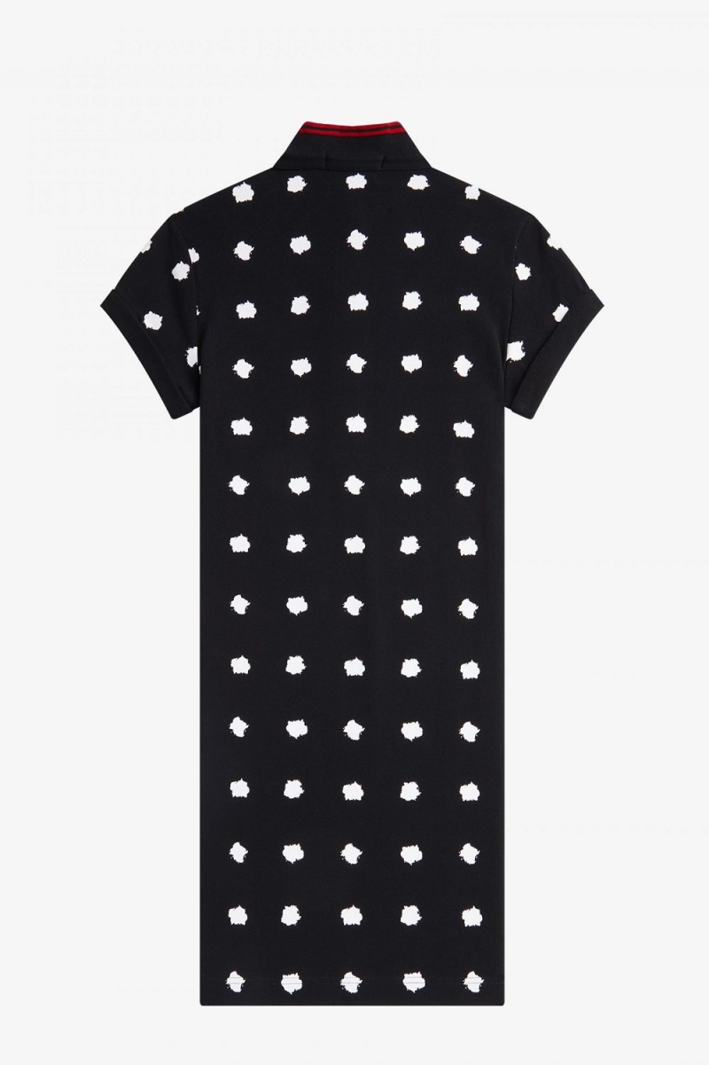 Fred Perry Spot Print Piqué Women's Dress Black | PDNYX2478