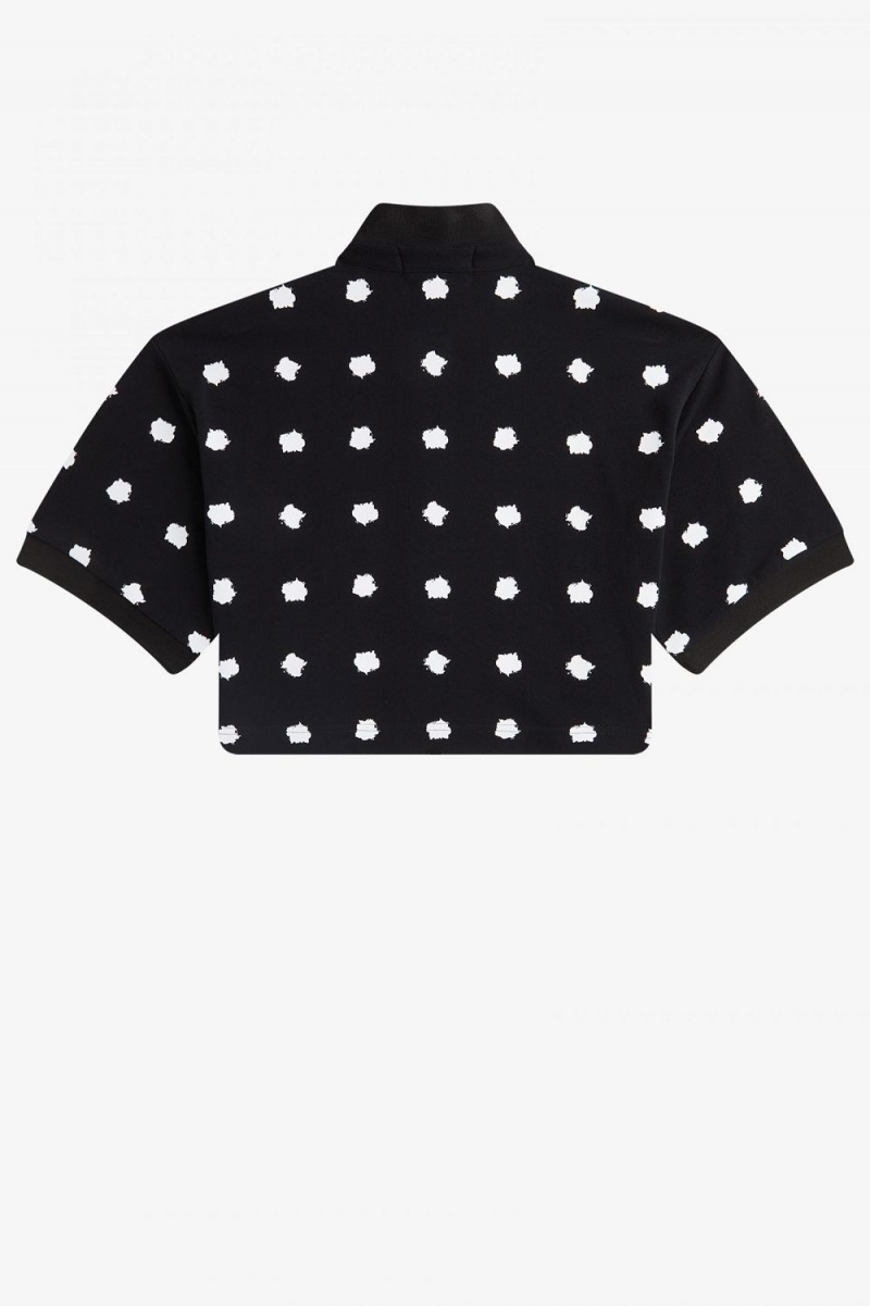 Fred Perry Spot Print Piqué Women's Polo Shirt Black | QICHM5170