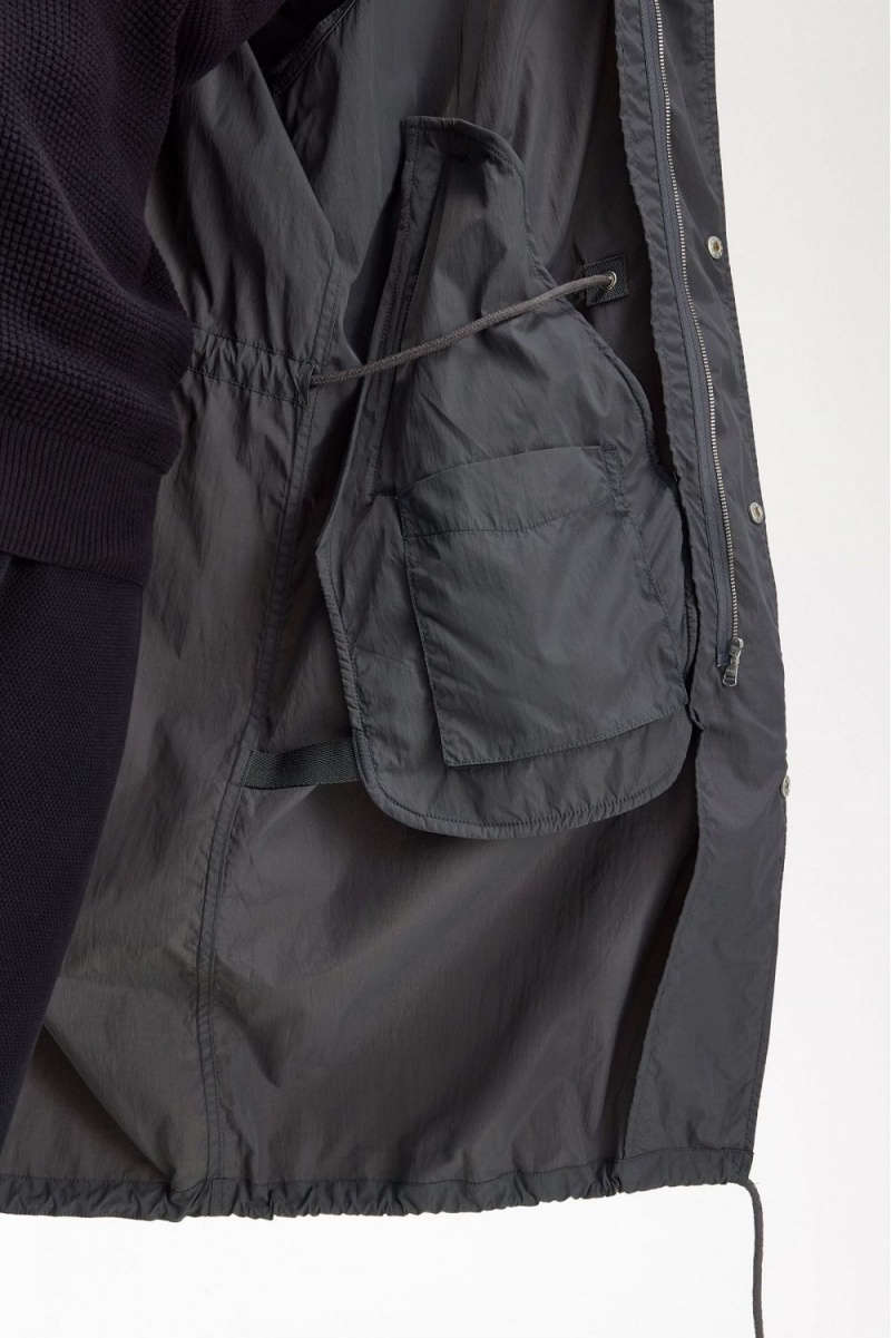 Fred Perry Straight Hem Men's Parka Gunmetal | KFYOX8435