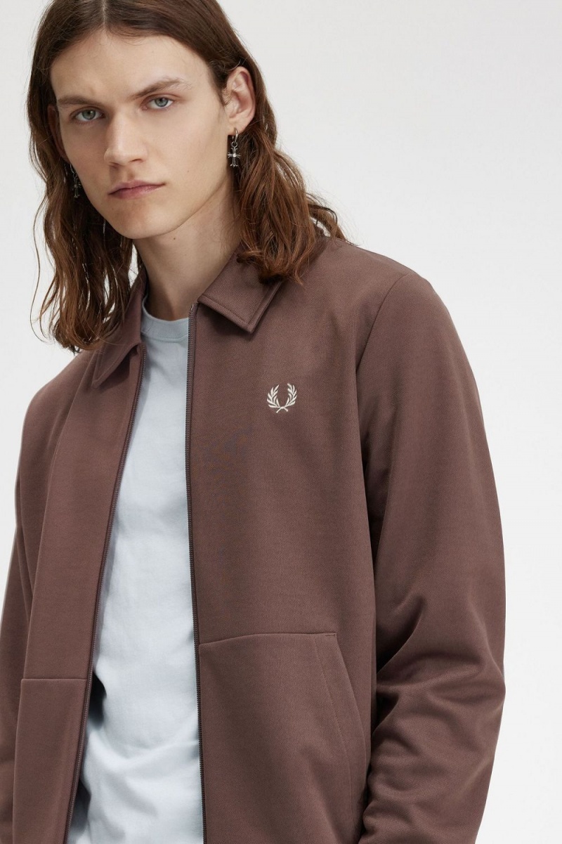 Fred Perry Tape Detail Collared Men's Track Jackets Dark Red | URYKF9037