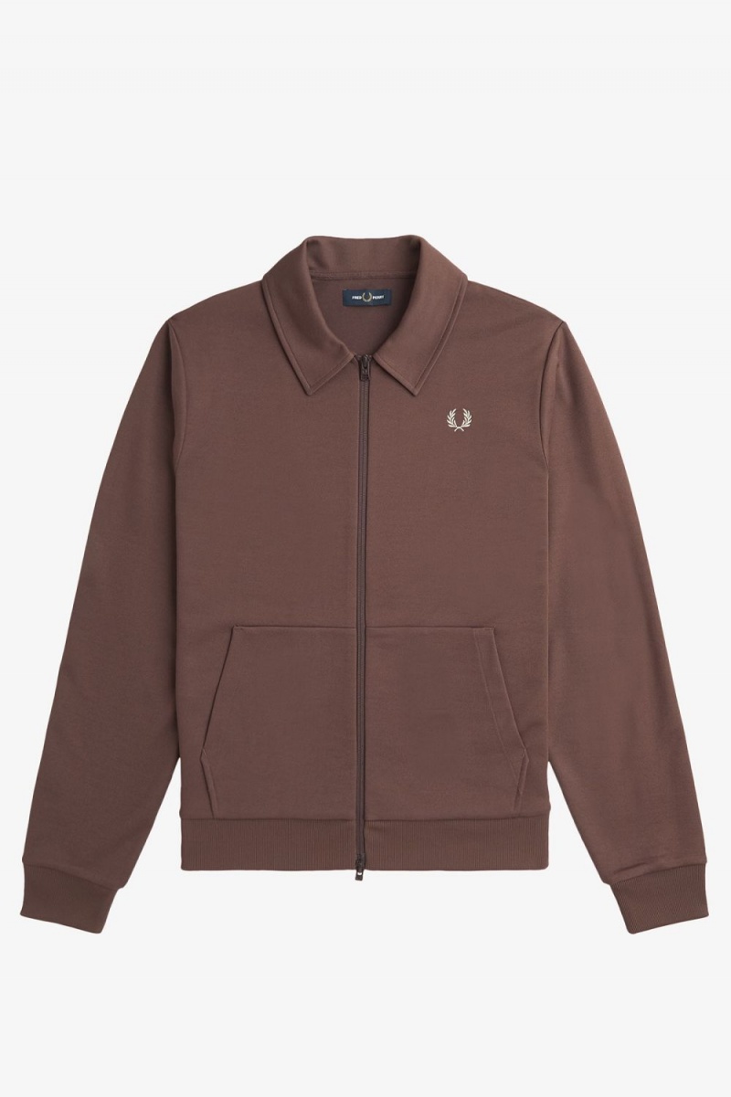 Fred Perry Tape Detail Collared Men's Track Jackets Dark Red | URYKF9037