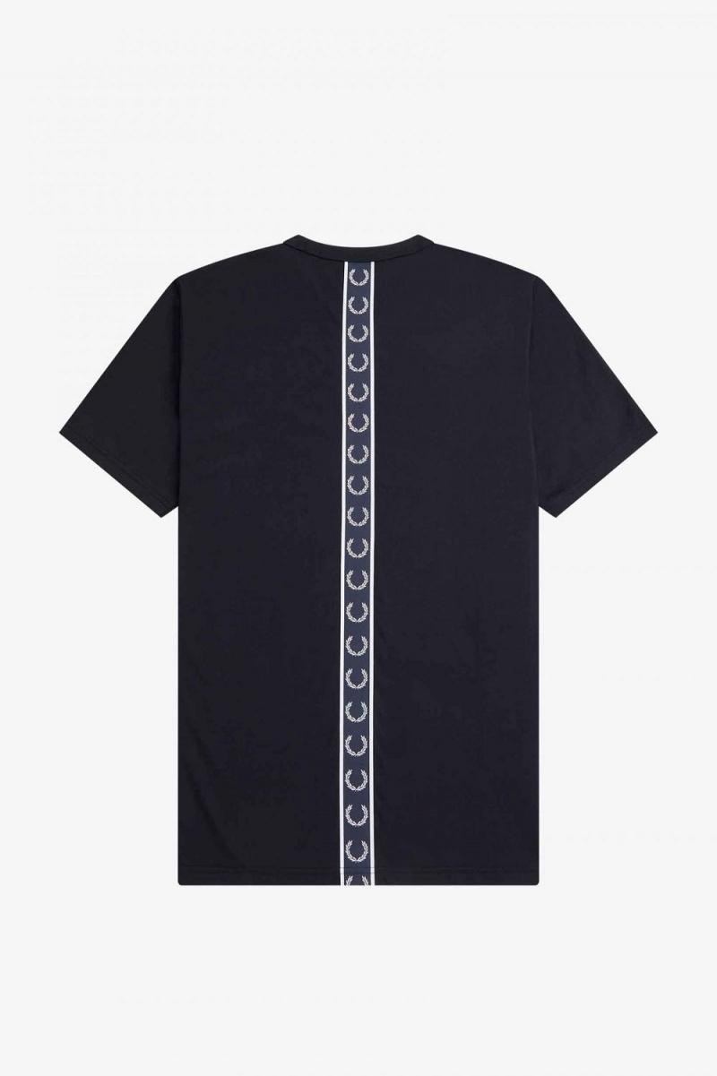 Fred Perry Tape Detail Men's T-Shirt Navy | WSURE6854