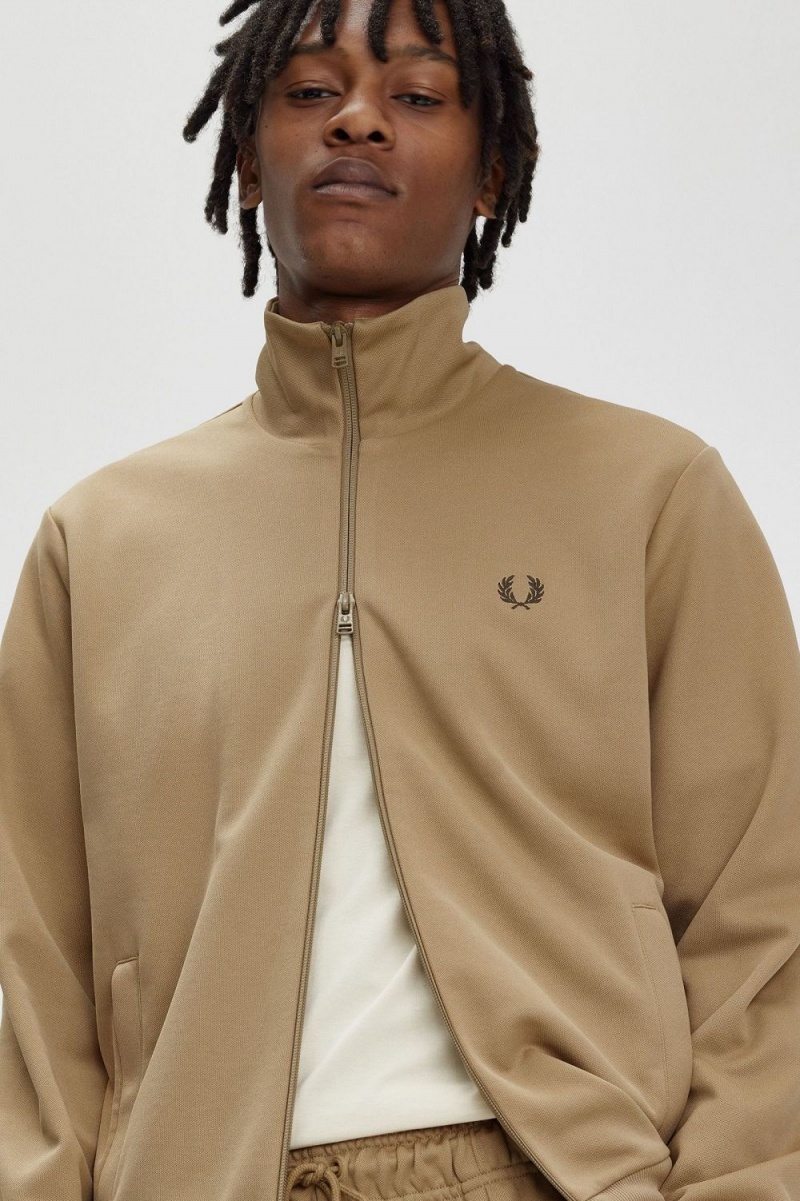 Fred Perry Tape Detail Men's Track Jackets Green | MUWBR4760