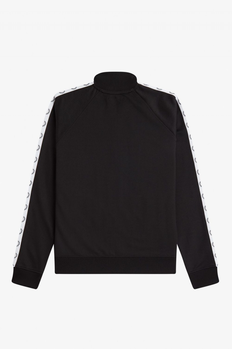 Fred Perry Taped Men's Track Jackets Black | OQCTI0321