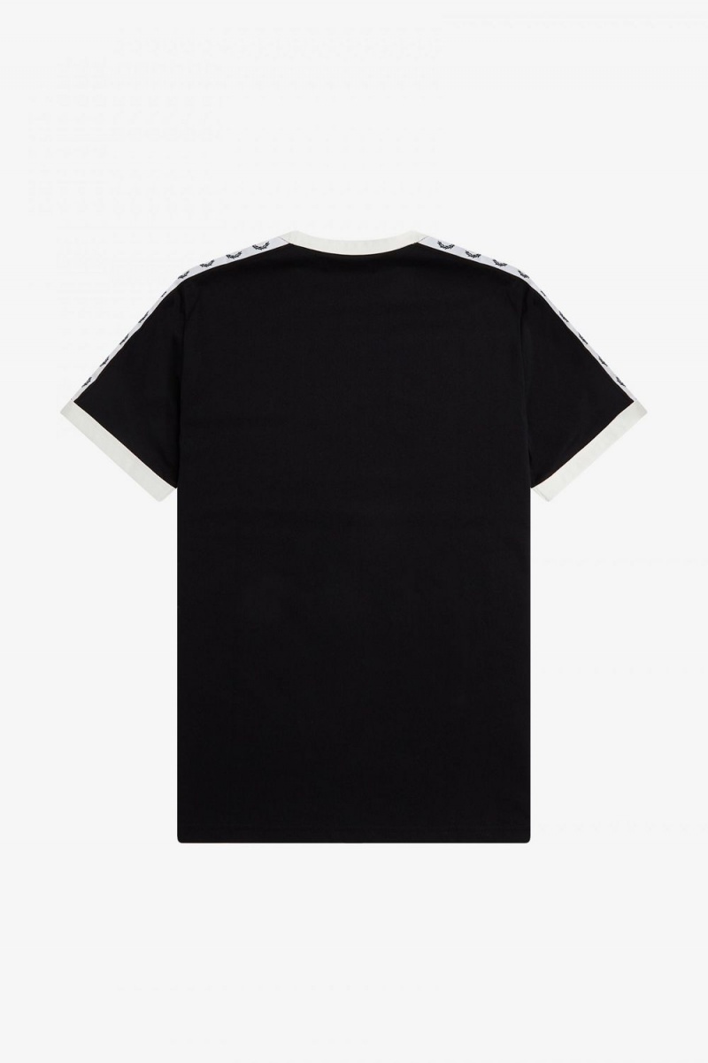 Fred Perry Taped Ringer Men's T-Shirt Black | MPEZC3728