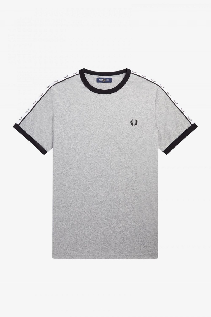 Fred Perry Taped Ringer Men's T-Shirt Grey | DXLNH4195